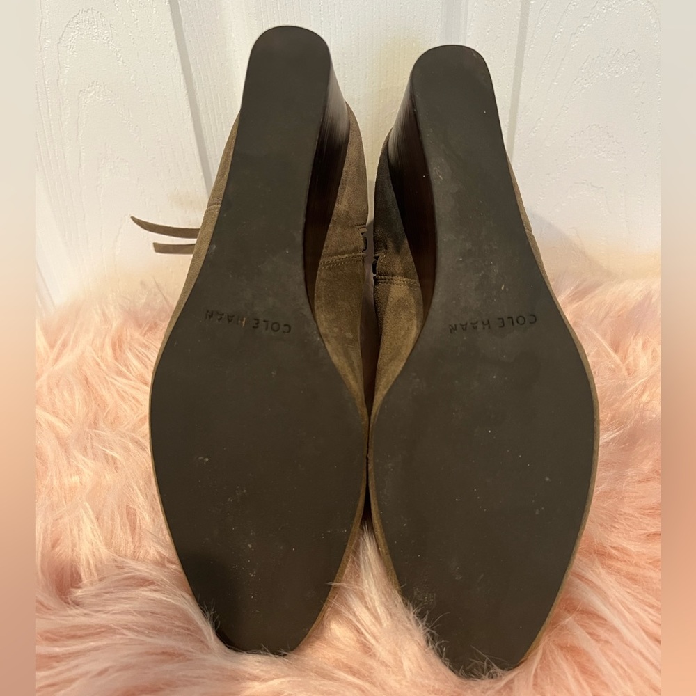 Cole Haan Suede Booties in Olive Green - Picture 3 of 9